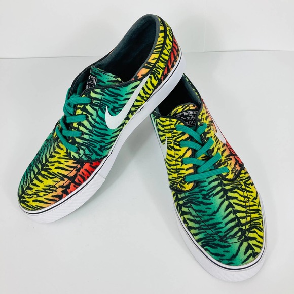 NIKE STEFAN JANOSKI canvas Tiger Pack Sz 11 615957 613 Rasta skater shoes green - Picture 1 of 10